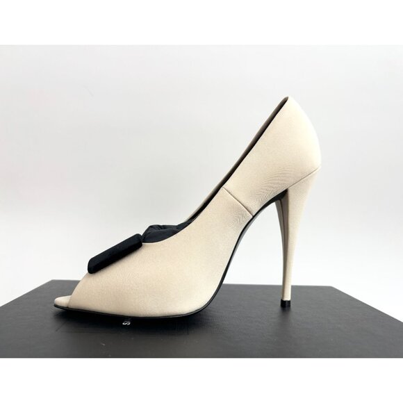 NEW Saint Laurent Franky 115mm Silk Satin Peeptoe Sandals 763530 AACTR sz 9 - Picture 13 of 16